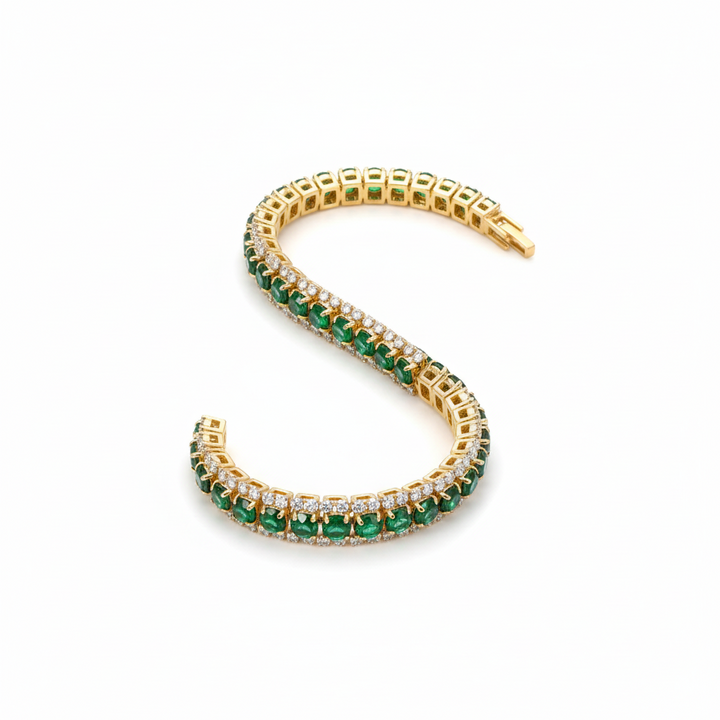 Green Bracelet with Gold Accents