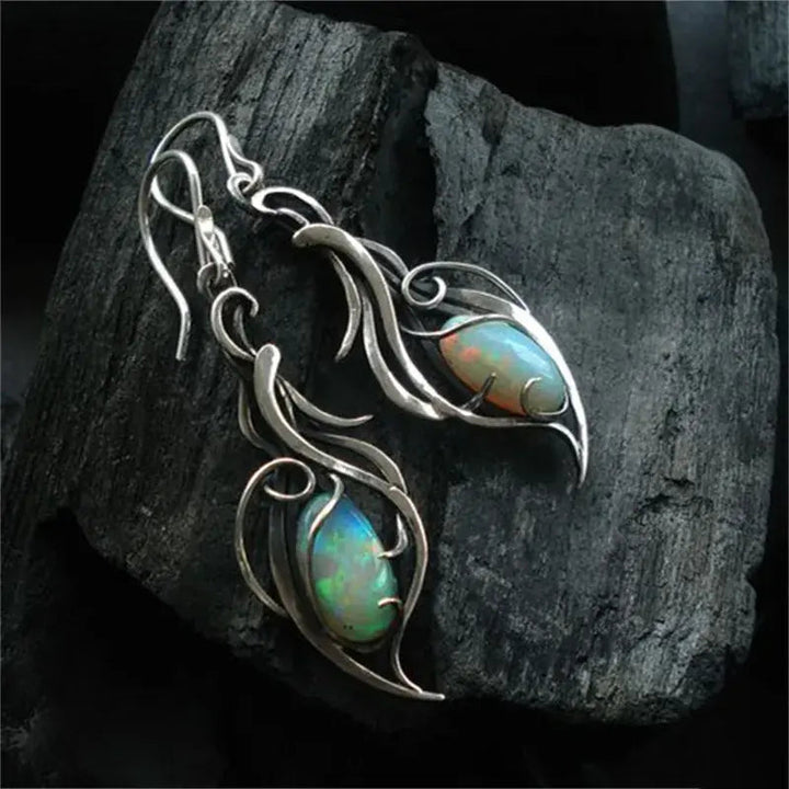 Sterling Silver Blue Opal Vintage Earrings
