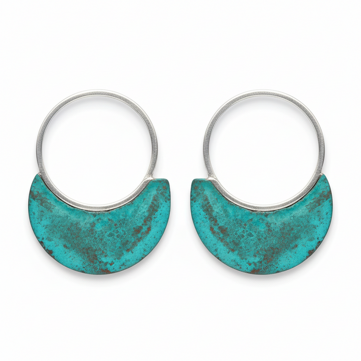 Vintage Turquoise Earrings with Distressed Finish