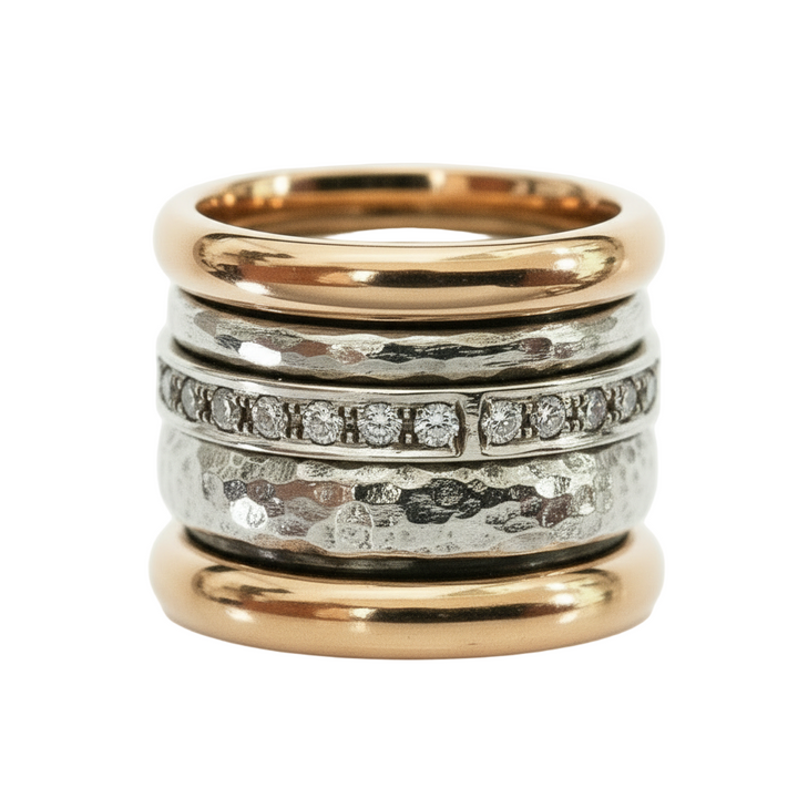 Wide Vintage Two-Tone Gold & Silver Ring