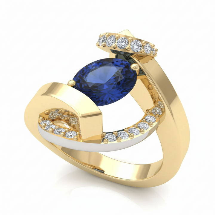 Retro Ring with Blue Zirconia