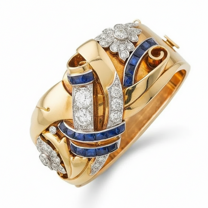 Vintage Gold Ring with Blue Zirconia