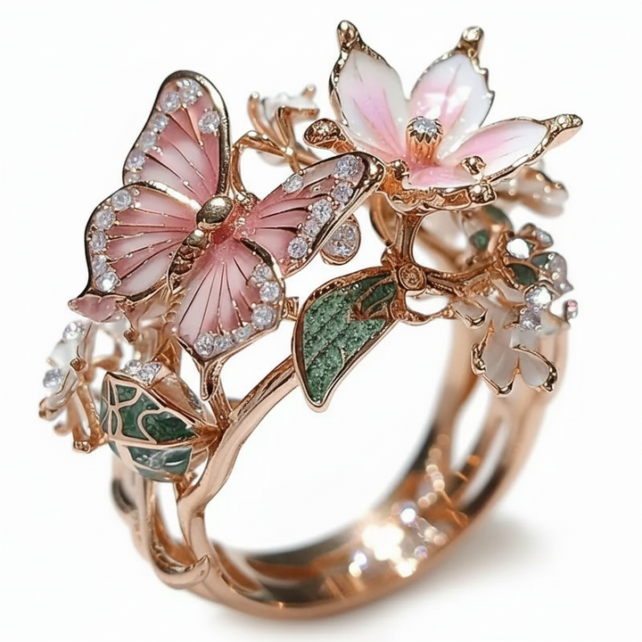 Natural Butterfly Zirconia Ring