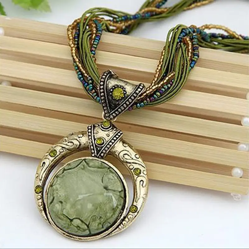 Bright Green Gold Necklace