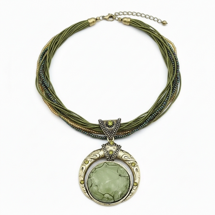 Bright Green Gold Necklace
