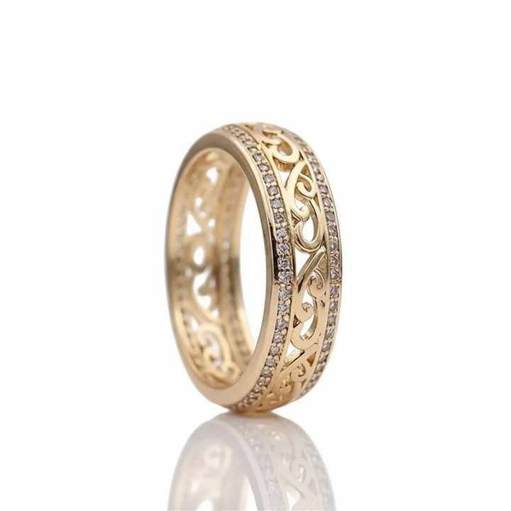 Hollow Gold Ring with Sparkling Detail