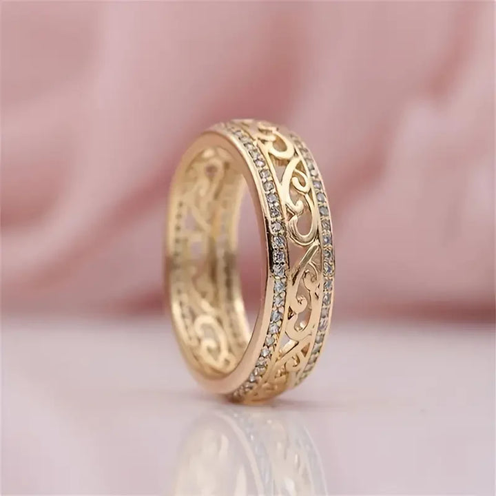 Hollow Gold Ring with Sparkling Detail