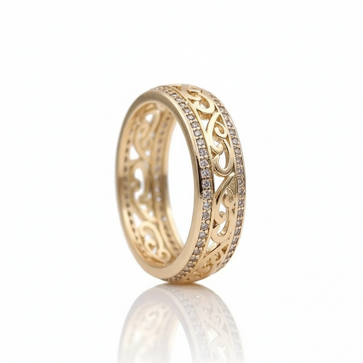 Hollow Gold Ring with Brilliant Finish