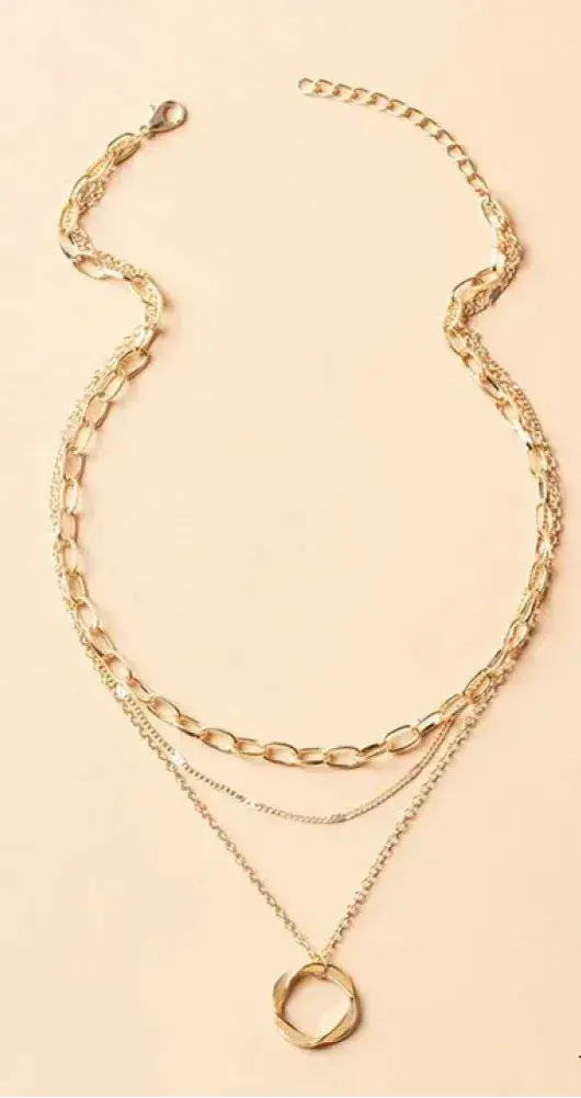 Vintage Layered Gold Chain Pendant Necklace